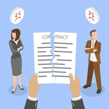 3D Isometric Flat Illustration of Contract Cancellation, Ending Cooperatio... Stock-Fotos