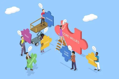 3D Isometric Flat Illustration of Core Values, Basic Social and Business P... Stock-Fotos