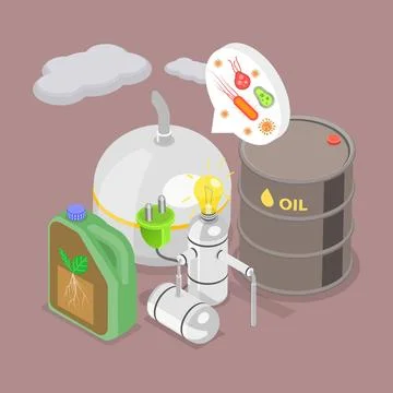 3D Isometric Flat Illustration der anaeroben Vergärung, organische Düngemi. Stock Photos