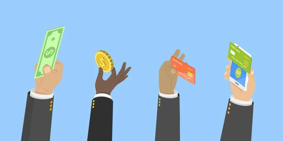 3D Isometric Flat Illustration of Different Types Of Business Payments, Op... Stock Photos
