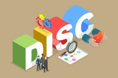 3D Isometric Flat Illustration of DISC, Dominance, Influence, Steadiness a... Stock Photos