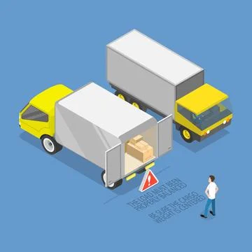 3D Isometric Flat Illustration of Driving Rules And Tips, Industrial Safet... Stock Photos