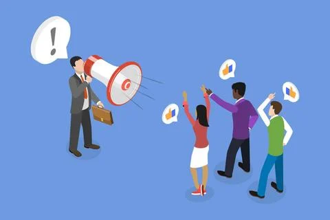 3D Isometric Flat Illustration of Effective Communication, Teamwork Buildi... Stock Photos