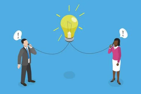 3D Isometric Flat Illustration of Good Communication Skills, Problem Discu... Stock Photos