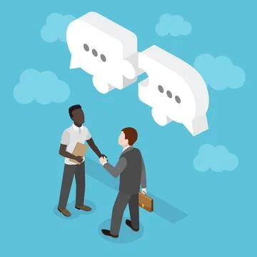 3D Isometric Flat Illustration of Great Communication Skills, Storytelling... Stock Photos