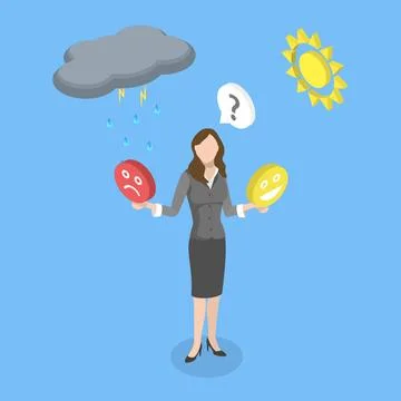 3D Isometric Flat Illustration of Mental Health, Mood Swing3D Isometri... Stock Photos