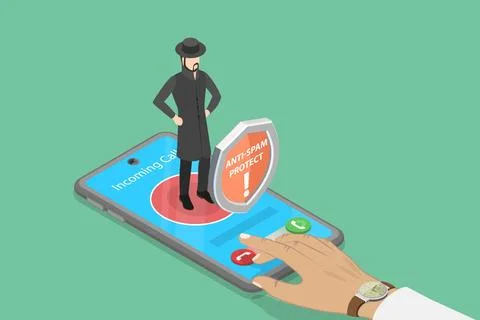 3D Isometric Flat Illustration of Mobile Protecting Service, Preventing Em... Stock Photos
