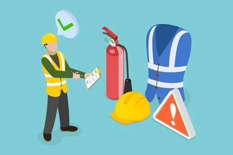 3D Isometric Flat Illustration of Occupational Safety And Health Administr... Stock Photos