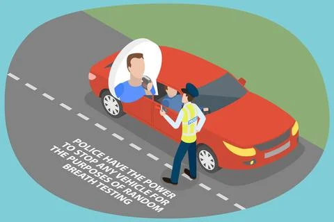 3D Isometric Flat Illustration of Roadside Drug And Alcohol Testing, Drive... Stock Photos