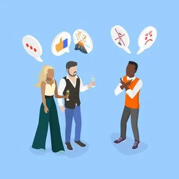 3D Isometric Flat Illustration of Stop Drinking , A Person Refusing Alcoho... Stock Photos