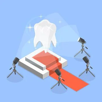 3D Isometric Flat Illustration of Teeth Whitening, Deep Cleaning, Dental C... Stock Photos