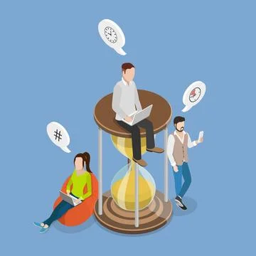 3D Isometric Flat Illustration of Time Management, Deadlines and Timelines... Stock Photos