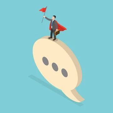 3D Isometric Flat Illustration von High Communication Skill, Storytelling ... Stock Photos