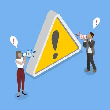3D Isometric Flat Illustration of Warning Information, Important Announce ... 写真素材