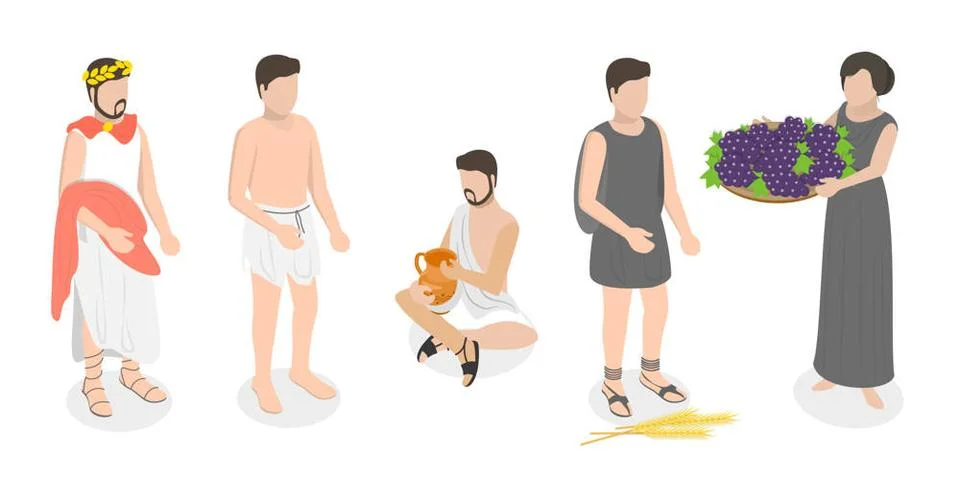 3D Isometric Flat Set of Ancient Roman Characters, Rome Empire People3... Stock Photos