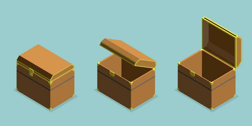 3D Isometric Flat Set of Chests, Empty Treasure Boxes3D Isometric Flat... Stock Photos