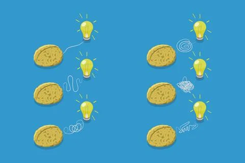 3D Isometric Flat Set of Thinking Process, Psychology Problems Solving... Foto stock