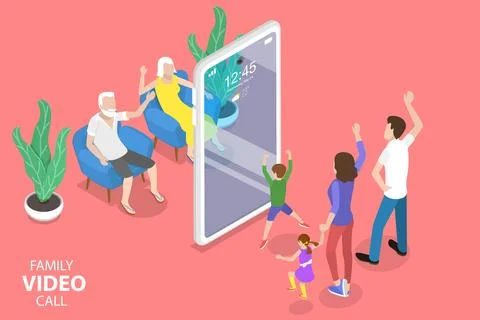 3D Isometric Flat Vector Concept of Online Video Conference Tool. Illustrazione stock