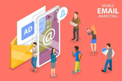 3D Isometric Flat Vector Concept of Newsletter and Subscription. Stock Illustration