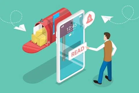 3D Isometric Flat Vector Concept of Newsletter and Subscription Stock Illustration