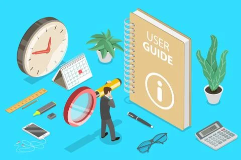 3D Isometric Flat Vector Concept of User Guide. イラスト素材