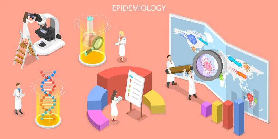 3D Isometric Flat Vector Concept of Epidemiology. Stock Illustration