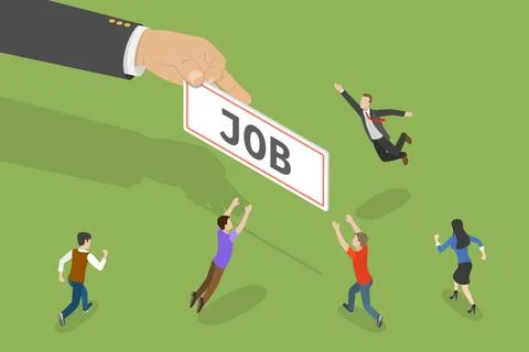 3D Isometric Flat Vector Concept of Fight For the Job. Stock Illustration