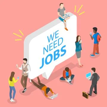 3D Isometric Flat Vector Conceptual Illustration of Searching for a Job Stock Illustration