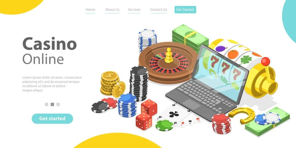 3D Isometric Flat Vector Conceptual Illustration of Online Gambling Platform. Stock Illustration