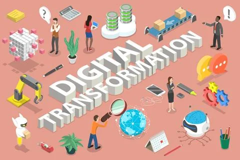 3D Isometric Flat Vector Conceptual Illustration of Digital Transformation. イラスト素材