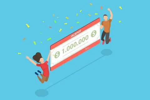 3D Isometric Flat Vector Conceptual Illustration of Happy Winners. Stock Illustration