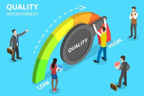 3D Isometric Flat Vector Conceptual Illustration of Quality Management. Stock Illustration