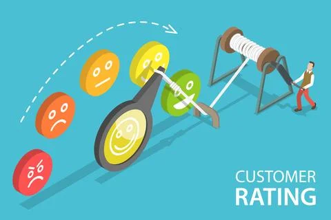 3D Isometric Flat Vector Conceptual Illustration of Customer Feedback. Stock Illustration