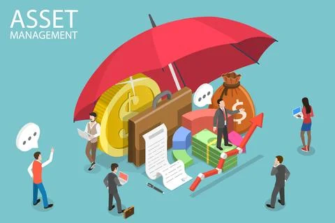 3D Isometric Flat Vector Conceptual Illustration of Asset Management. Stock Illustration