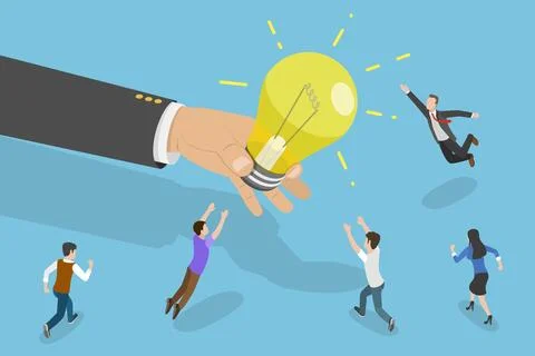 3D Isometric Flat Vector Conceptual Illustration of Chasing Idea. Stock Illustration