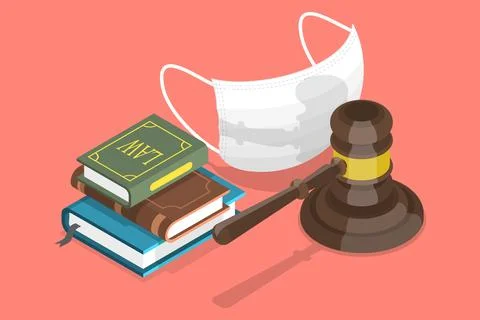 3D Isometric Flat Vector Conceptual Illustration of Mandatory Face Coverings Stock Illustration