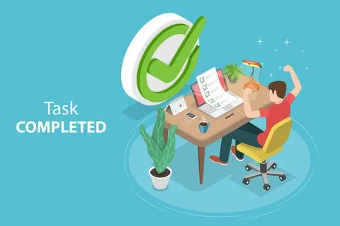 3D Isometric Flat Vector Conceptual Illustration of Well Done Job. Stock Illustration