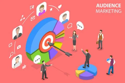 3D Isometric Flat Vector Conceptual Illustration of Audience Marketing Strategy. Stock Illustration