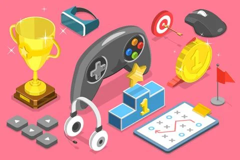 3D Isometric Flat Vector Conceptual Illustration of eSport Competition Stock Illustration