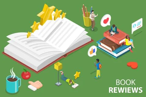 3D Isometric Flat Vector Conceptual Illustration of Literature Reviews. Stock Illustration