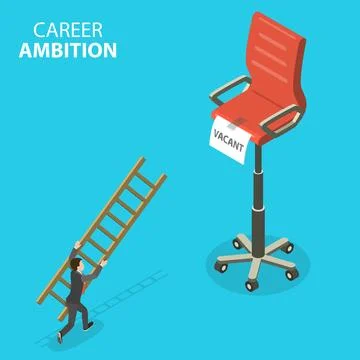 3D Isometric Flat Vector Conceptual Illustration of Career Ambition. Stock Illustration