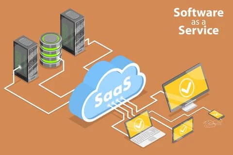 3D Isometric Flat Vector Conceptual Illustration of Saas - Software as a Service Illustrazione stock