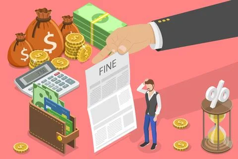 3D Isometric Flat Vector Conceptual Illustration of Fine. Stock Illustration