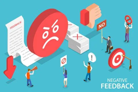 3D Isometric Flat Vector Conceptual Illustration of Negative Feedback. Stock Illustration