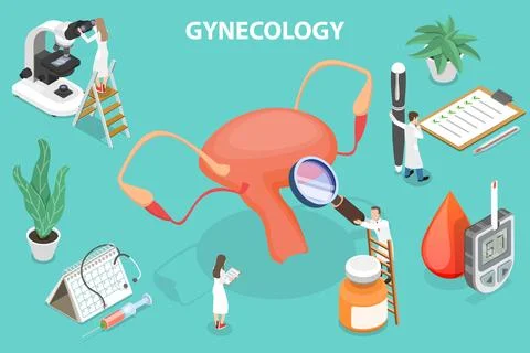 3D Isometric Flat Vector Conceptual Illustration of Gynecology. Illustrazione stock