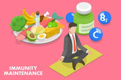 3D Isometric Flat Vector Conceptual Illustration of Immunity Maintenance. Illustrazione stock