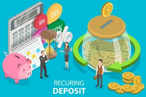 3D Isometric Flat Vector Conceptual Illustration of Recurring Deposit Account. Stock Illustration