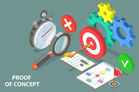 3D Isometric Flat Vector Conceptual Illustration of POC - Proof of Concept. Stock Illustration