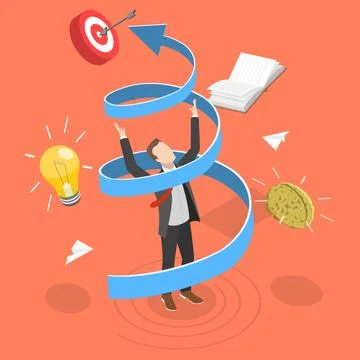 3D Isometric Flat Vector Conceptual Illustration of Improving Career Development Stock Illustration