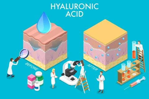 3D Isometric Flat Vector Conceptual Illustration of Hyaluronic Acid. Stock Illustration